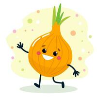 A vegetable with a cheerful face. Vector illustration isolated on white background