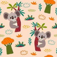 seamless pattern with African animals and plants in a childish cartoon style. vector illustration. for children's textiles and decoration