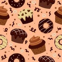 seamless pattern with chocolate products. vector illustration