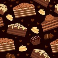 seamless pattern with chocolate products. vector illustration