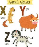 vector illustration of cute animals from A to Z. Children's alphabet in pictures.