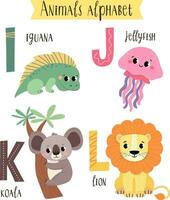 vector ilustración de linda animales desde un a z. para niños alfabeto en fotos.
