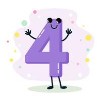 number. humanized character. vector illustration