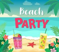 tropical look. holiday in an exotic country. summer sale banner. palm trees, beach, plants. vector illustration