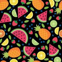 bebidas y rebanadas de fruta. sin costura modelo. vector imagen. para impresión en telas, papel tazas, envase papel, teléfono casos. para fiesta