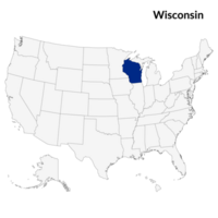 kaart van Wisconsin. Wisconsin kaart. Verenigde Staten van Amerika kaart png