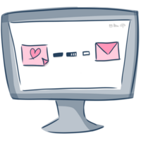 Illustration of message sending on screen png