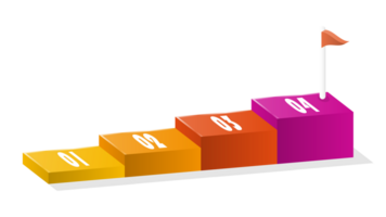 Bar chart rectangular 3d, Infographics elements diagram with 4 steps. png