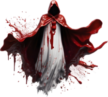 A ghost king with blood splattered all around. AI-Generated. png