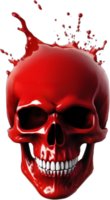 Red skull with blood splattered on the back. AI-Generated. png