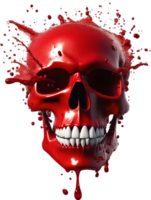 Red skull with blood splattered on the back. AI-Generated. png