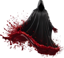 A ghost king with blood splattered all around. AI-Generated. png