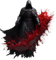 A ghost king with blood splattered all around. AI-Generated. png