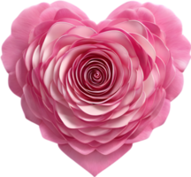 Pink rose petals arranged in the shape of a heart. AI-Generated. png