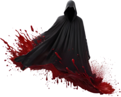 A ghost king with blood splattered all around. AI-Generated. png