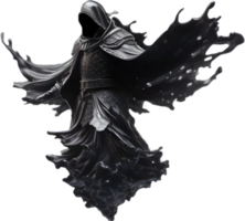 A terrifying black ghost king floated in the air. AI-Generated. png