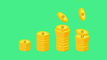 chute bitcoin crypto-monnaie dans 2d animation mouvement métrage video