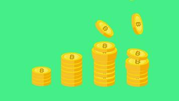 vallend bitcoin cryptogeld in 2d animatie beweging beeldmateriaal video