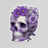 Skull And Flowers Ai Generative photo