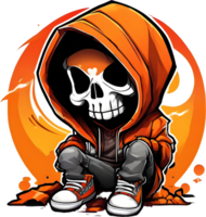 a skeleton in a hoodie. AI-Generated. png