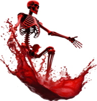 A skeleton with blood splattered all around. AI-Generated. png