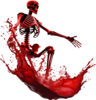 A skeleton with blood splattered all around. AI-Generated. png