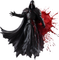 A ghost king with blood splattered all around. AI-Generated. png