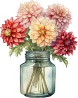 pink flowers in a jar. AI-Generated. png