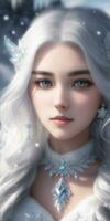 Beautiful White Fox Demon Queen Wallpaper Ai Generative photo