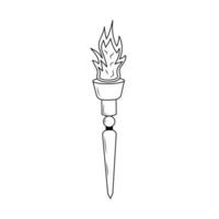 Goblet of Fire. Linear icon. Torch with fire. Trophy, winner, award, prize, competition concept. vector