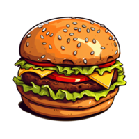 ein Hamburger mit Käse und Grüner Salat auf Es, hd png Bild ai generativ