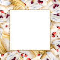 Hanukkah sufganiyot donuts watercolor square frame of Jewish traditional holiday dessert png