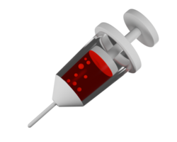 3D rendering, the syringe is clear and contains red liquid, used for medical use. png