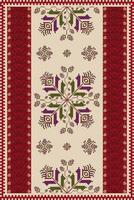 Ethnic carpet, rug, wall tapestry embroidery pattern. Ethnic geometric floral pattern pixel art style. Ethnic geometric stitch pattern use for textile, home decoration elements, upholstery, etc vector