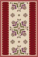 Ethnic carpet, rug, wall tapestry embroidery pattern. Ethnic geometric floral pattern pixel art style. Ethnic geometric stitch pattern use for textile, home decoration elements, upholstery, etc vector