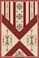 Ethnic carpet, rug, wall tapestry embroidery pattern. Ethnic geometric pattern pixel art style. Ethnic geometric stitch pattern use for home decoration elements, wall decorative ornaments, etc. vector