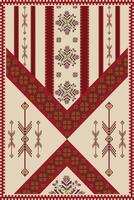 Ethnic carpet, rug, wall tapestry embroidery pattern. Ethnic geometric pattern pixel art style. Ethnic geometric stitch pattern use for home decoration elements, wall decorative ornaments, etc. vector