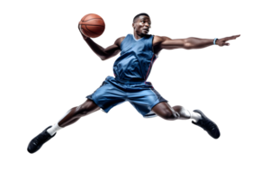 basketball player with ball ready to perform a slam dunk. AI Generative png