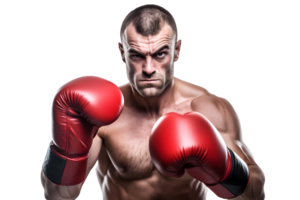 Boxer Mann im rot Handschuhe. ai generativ png