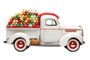 Jahrgang Weihnachten Auto voll von Süßigkeiten. ai generativ png