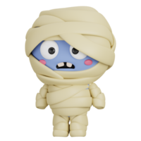 Funny Halloween Cartoon Character Mummy isolated. 3d Render Illustration png