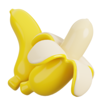 Fresh banana isolated. Cartoon fruits icon. 3d render illustration. png