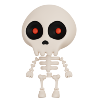 divertente Halloween cartone animato personaggio scheletro isolato. 3d rendere illustrazione png