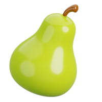 Fresh green pear isolated. Cartoon fruits icon. 3d render illustration. png