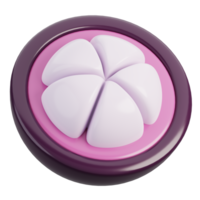 Fresh half of mangosteen isolated. Cartoon fruits icon. 3d render illustration. png