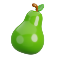 Fresh avocado with green leaf isolated. Cartoon fruits icon. 3d render illustration. png