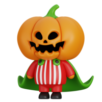 Funny Halloween Cartoon Character Pumpkin Monster isolated. 3d Render Illustration png
