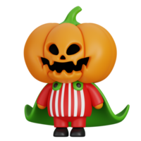 gracioso Víspera de Todos los Santos dibujos animados personaje calabaza monstruo aislado. 3d hacer ilustración png