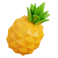 Single whole pineapple isolated. Cartoon fruits icon. 3d render illustration. png