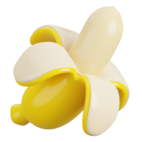 Fresh Banana and peel isolated. Cartoon fruits icon. 3d render illustration. png